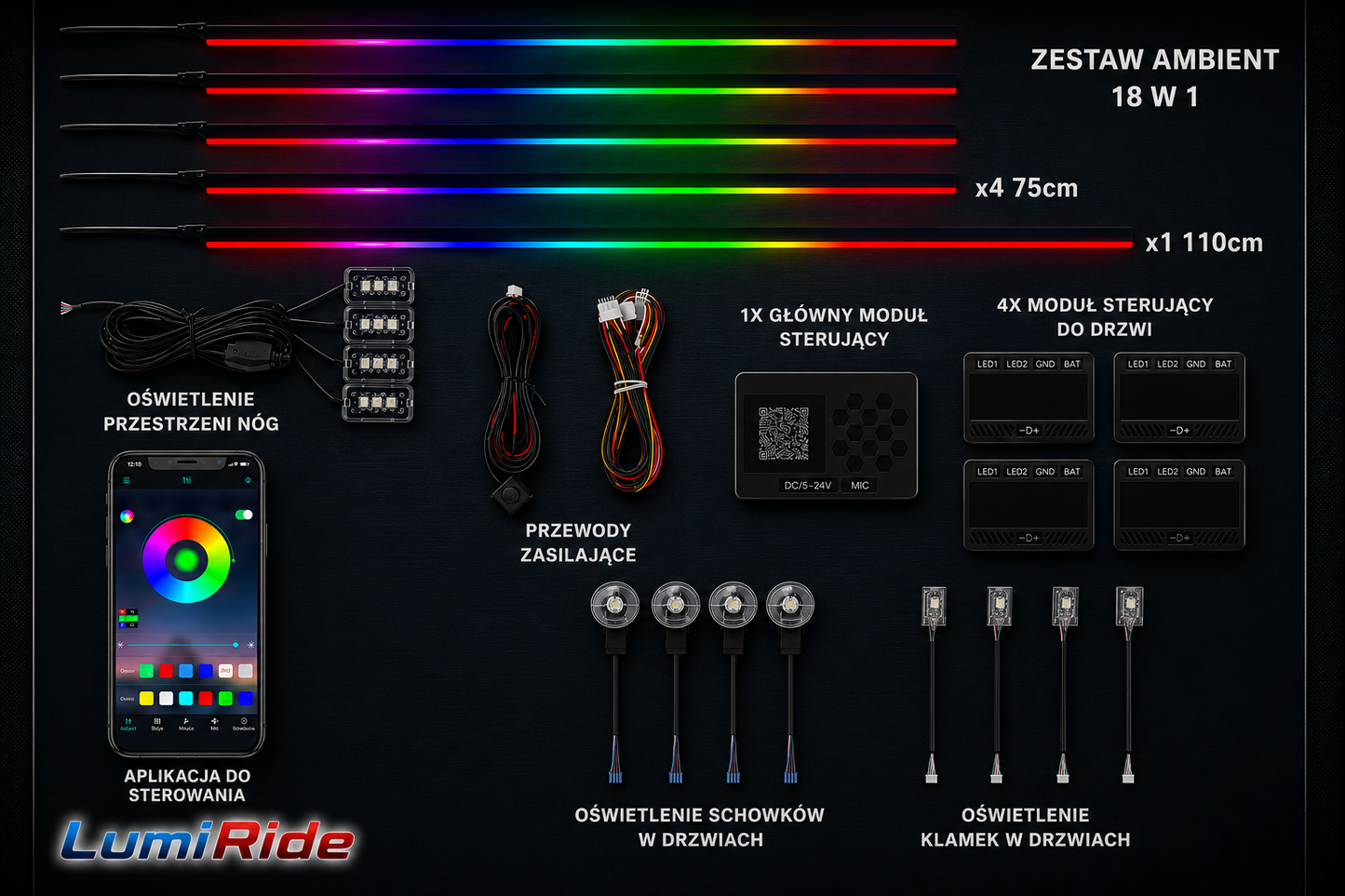 Zestaw Ambient LED LumiRide - Professional